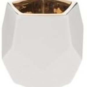 White and Gold Geometric Candle Holder